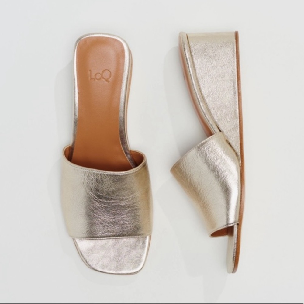 LOQ Sol Slide Sandal in Cava Leather. Size 9.